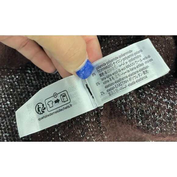 Zara Women Sweater Cardigan Coat L XL Wine Metallic Thread Jacquard 2756/128 NWT - Picture 11 of 15